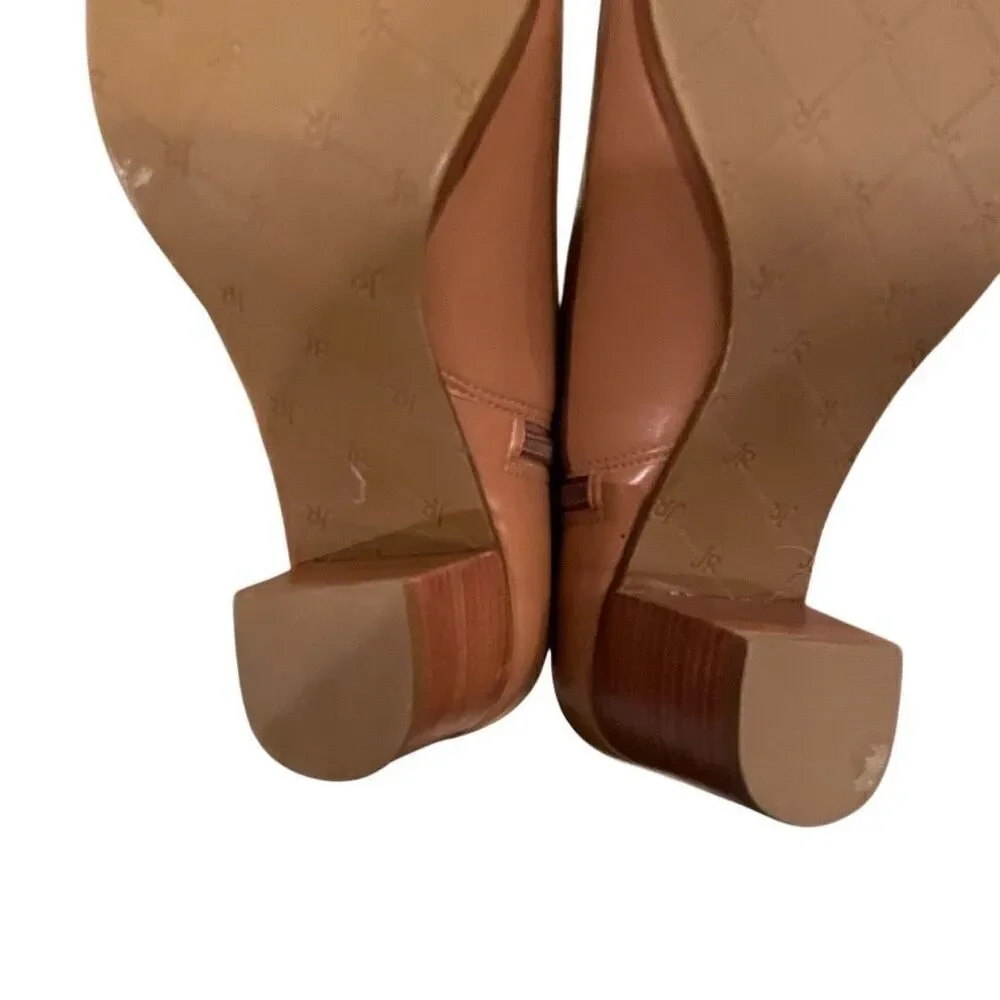 Jack Rogers Womens Marianne Scalloped Edge Booties 7.5M Tan Leather Stacked Heel